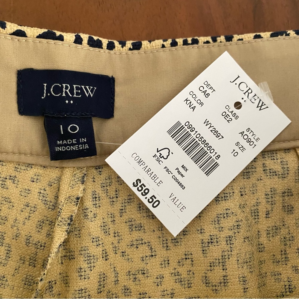 J.Crew leopard cheetah basket weave shorts dressy resort 10 linen nwt retro - Picture 4 of 5